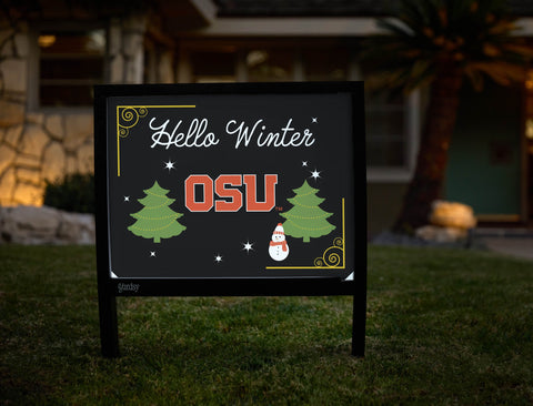 Oregon State Hello Winter Yardsy Sign yard sign