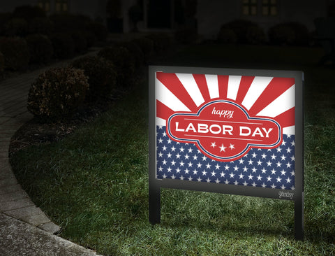Patriotic Happy Labor Day Yardsy Sign Walkway