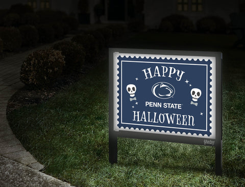 Penn State Happy Halloween Skulls Yardsy Sign Walkway