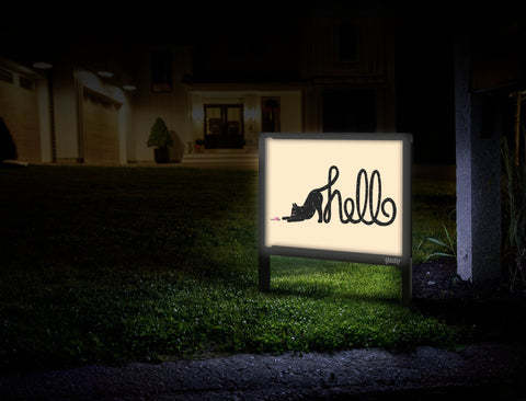 Playful Cat Hello Yardsy Sign Mailbox