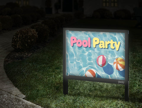 Pool Party Beach Ball Yardsy Sign Walkway.Jpg