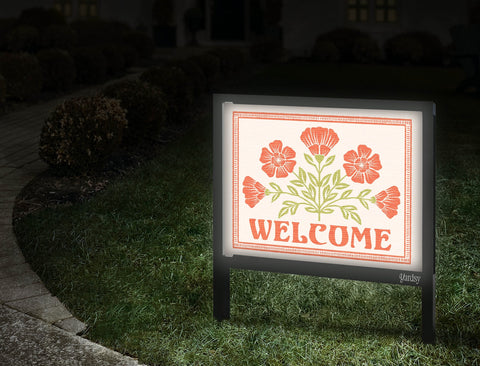Poppy Flower Welcome Yardsy Sign Walkway