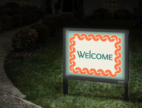 Post Modern Welcome Yardsy Sign Walkway