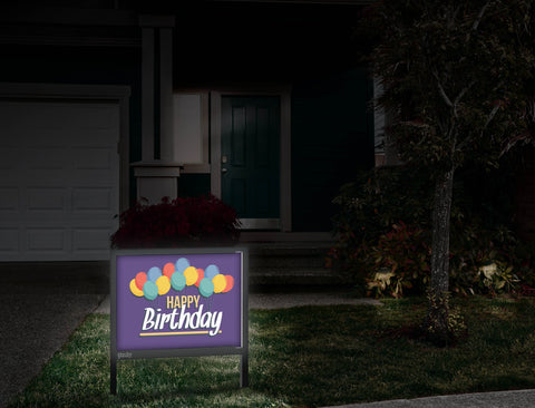 Purple And Gold Birthday Yard Sign Front Door