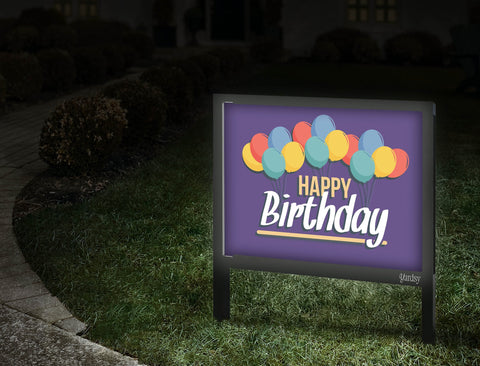 Purple And Gold Birthday Yard Sign Walkway