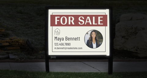 Illuminated real estate sign header