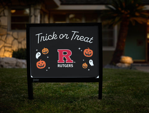 Rutgers Halloween Trick Or Treat Yardsy Sign yard sign