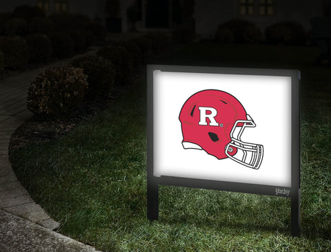 Rutgers Helmet Mark White Yardsy Sign Walkway
