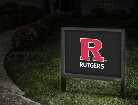 Rutgers R Red Vertical Mark Black Yardsy Sign