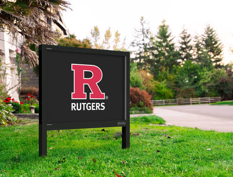 Rutgers R Red Vertical Mark Black Yardsy Sign