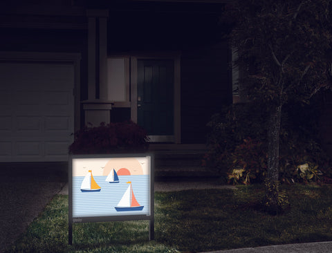 Sailboats At Sea Yardsy Sign Front Door