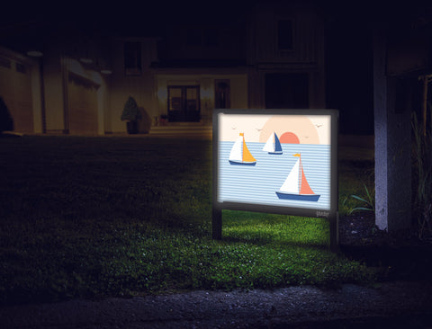 Sailboats At Sea Yardsy Sign Mailbox