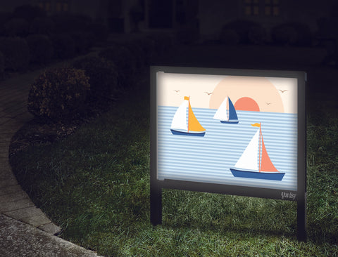 Sailboats At Sea Yardsy Sign Walkway