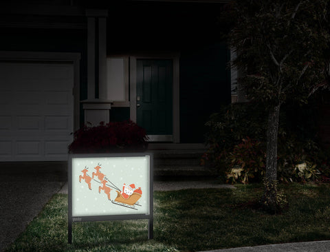 Santa And His Reindeer Yardsy Sign Front Door