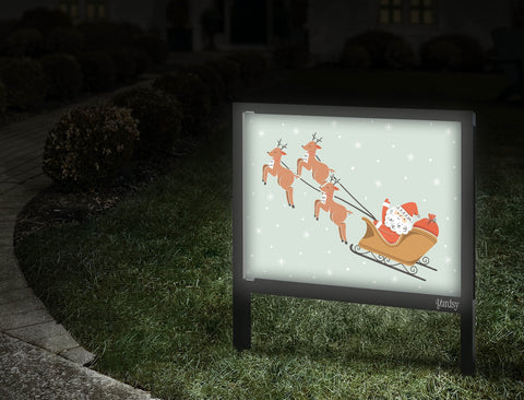 Santa And His Reindeer Yardsy Sign Walkway