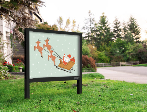 Santa And His Reindeer Yardsy Sign Yard