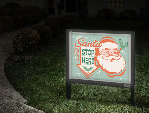 Santa Stop Here Yard Sign Walkway