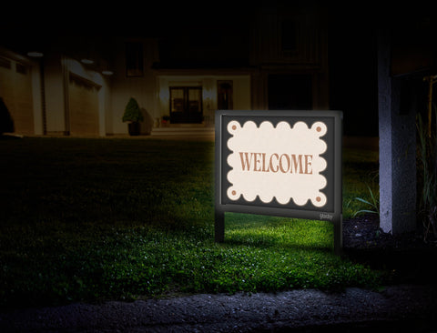 Scalloped Welcome Ivory Yardsy Sign Mailbox.Jpg