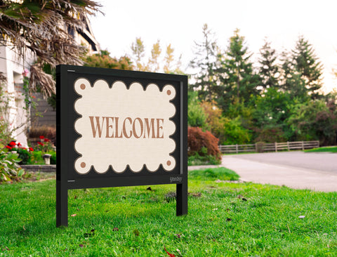 Scalloped Welcome Ivory Yardsy Sign Yard.Jpg