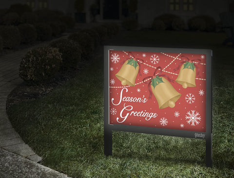 Seasons Greetings Bells Yard Sign Walkway