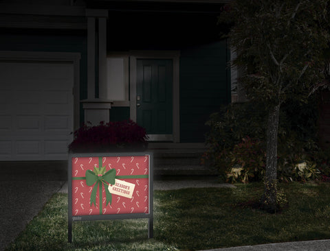 Seasons Greetings Gift Yard Sign Red Front Door.Jpg