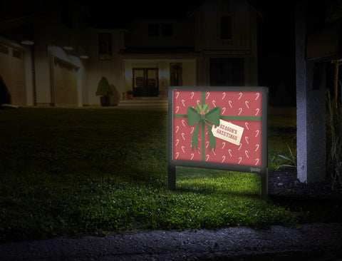 Seasons Greetings Gift Yard Sign Red Mailbox.Jpg
