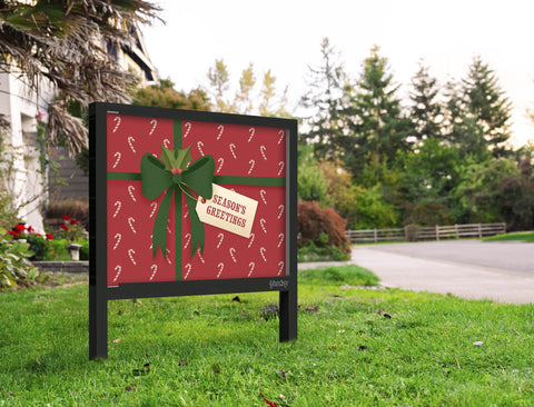 Seasons Greetings Gift Yard Sign Red Yard.Jpg