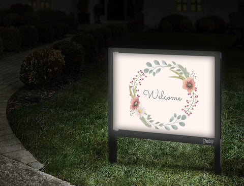 Simple Wreath Welcome Yard Sign Walkway