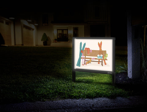 Ski Season Yard Sign Mailbox