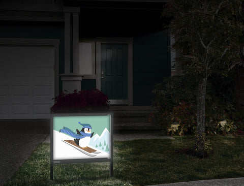 Sledding Penguin Yard Sign Front Door
