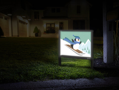 Sledding Penguin Yard Sign Mailbox