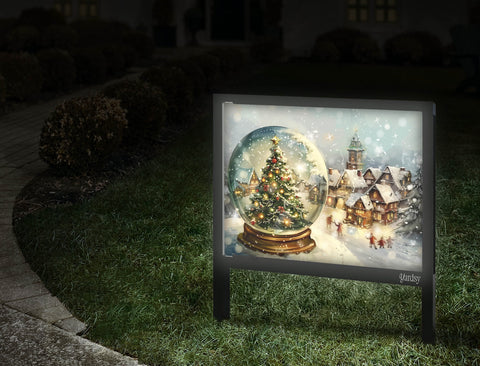 Snow Globe In The Town Yard Sign Walkway