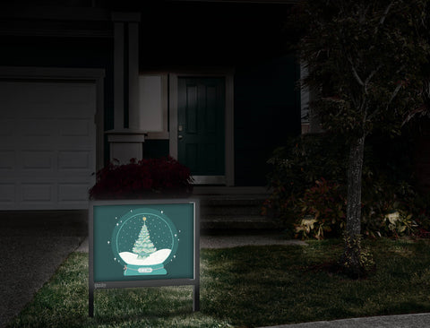 Snow Globe Teal Yardsy Sign Front Door.Jpg