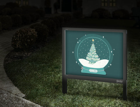 Snow Globe Teal Yardsy Sign Walkway.Jpg