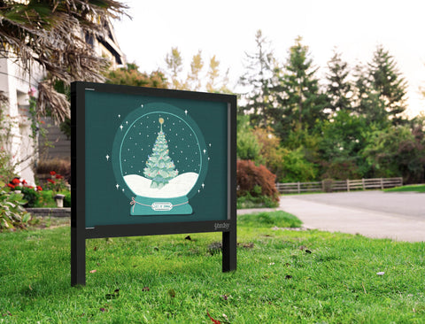 Snow Globe Teal Yardsy Sign Yard.Jpg