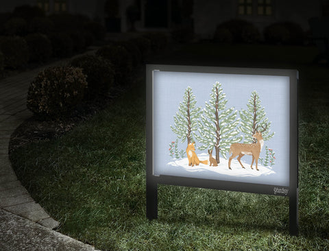 Snowy Forest Animals Yard Sign Walkway