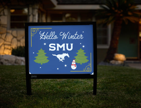 Southern Methodist Hello Winter Yardsy Sign yard sign