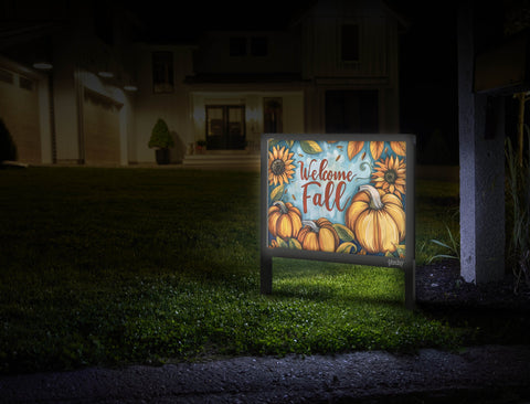 Sunflower And Pumpkin Welcome Fall Yardsy Sign Mailbox.Jpg
