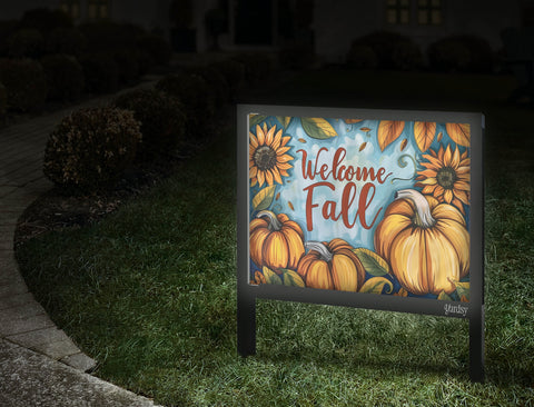 Sunflower And Pumpkin Welcome Fall Yardsy Sign Walkway.Jpg