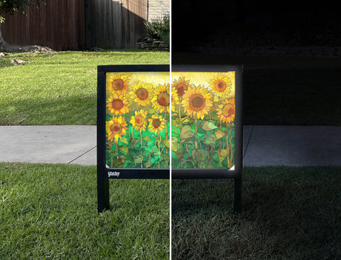 Sunflower Field Garden Decoration Yardsy Sign - Day Night