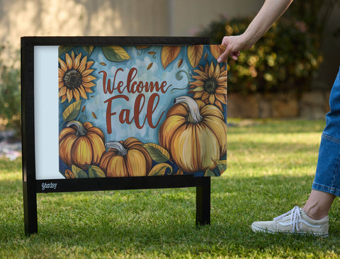 Sunflower and Pumpkin Welcome Fall Yardsy Sign - Interchangeable