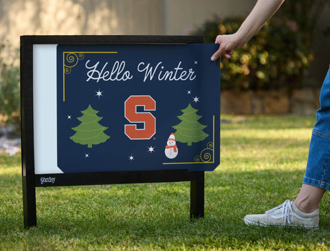 Syracuse Hello Winter Yardsy Sign yard sign