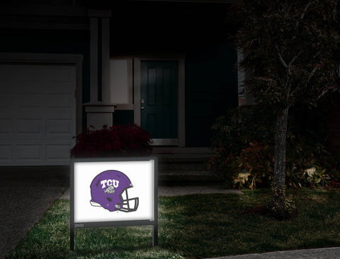 TCU Helmet Mark White Yardsy Sign