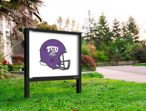TCU Helmet Mark White Yardsy Sign