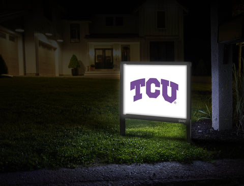TCU Primary Mark White Yardsy Sign