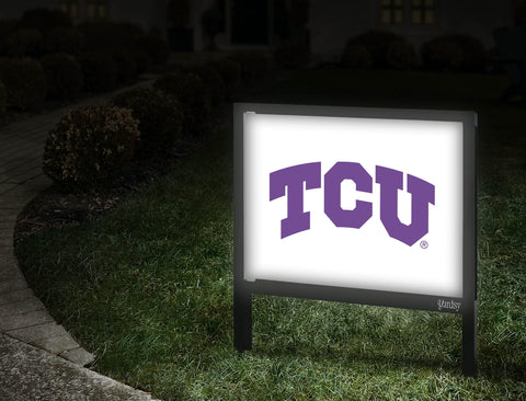 TCU Primary Mark White Yardsy Sign