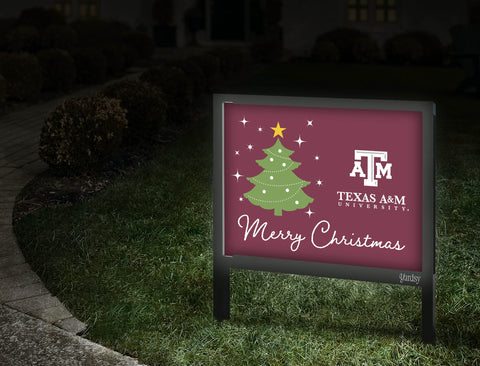 Texas Am Merry Christmas Yardsy Sign Walkway.Jpg