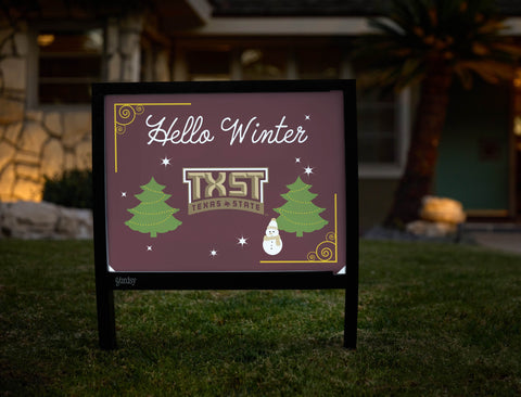 Texas State Hello Winter Yardsy Sign yard sign