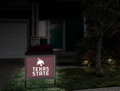 Texas State Word Mark Maroon Yard Sign V2 Front Door