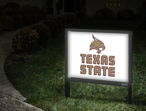 Texas State Wordmark Gold Yard Sign V2 Walkway